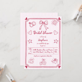 Hand plockade klobble rosa rand möhippa inbjudningar