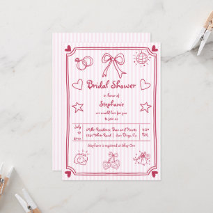 Hand plockade klobble rosa rand möhippa inbjudningar