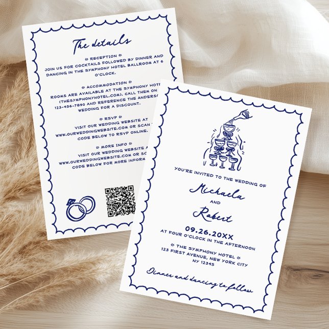 Hand plockade-klocka, allt-i-ett-Bröllop Inbjudningar (Skapare uppladdad)