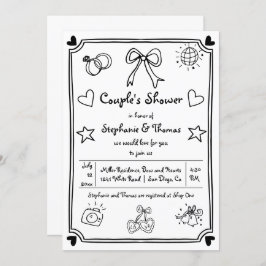 Hand plockade klottrar det vismska parets dusch inbjudningar