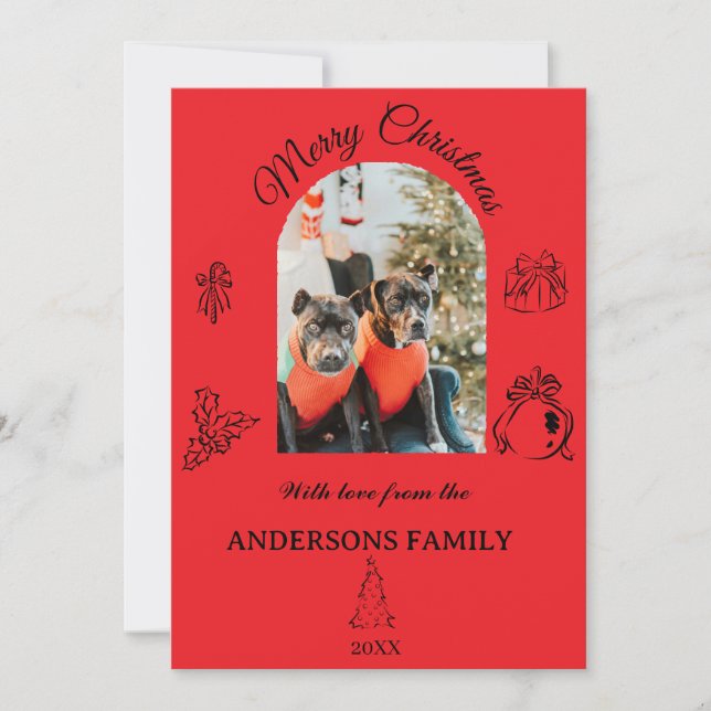 Hand plockade-kort med vit Helgdag Julkort (Framsida)