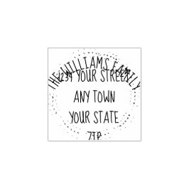 Hand plockade krans med familjen namn returadress stämpel