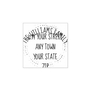 Hand plockade krans med familjen namn returadress stämpel