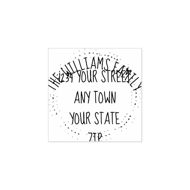 Hand plockade krans med familjen namn returadress stämpel (Tryck)