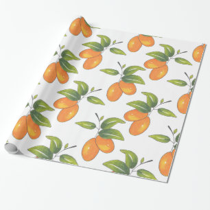 Hand plockade Kumquats Mönster Presentpapper