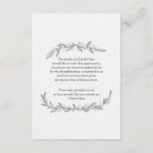 Hand plockade lämnar förlusttackkortet tack kort