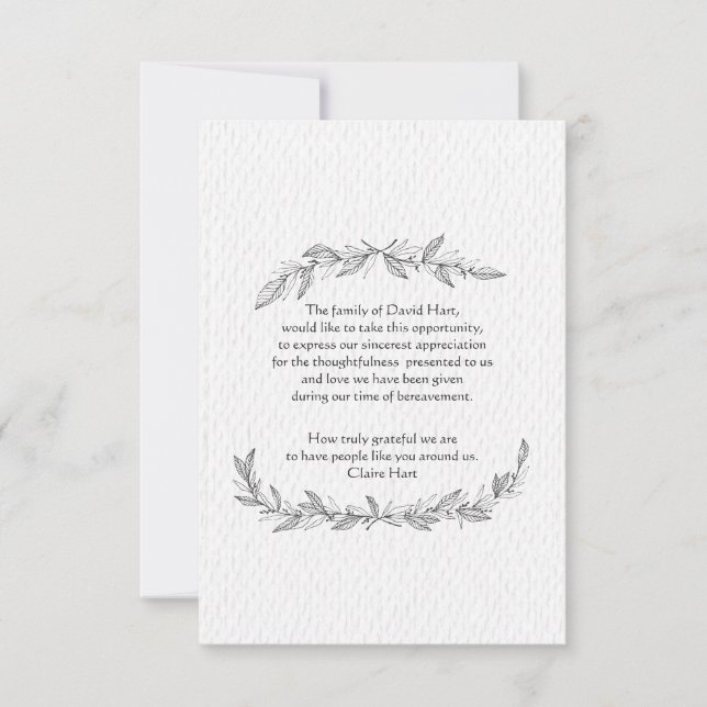 Hand plockade lämnar förlusttackkortet tack kort (Framsida)