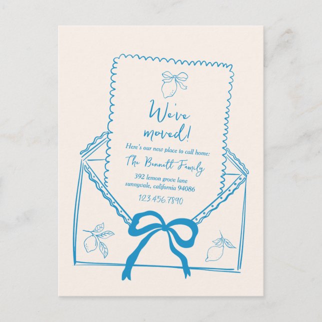 Hand plockade Lemon Flytta Announement Postcard Vykort (Framsida)