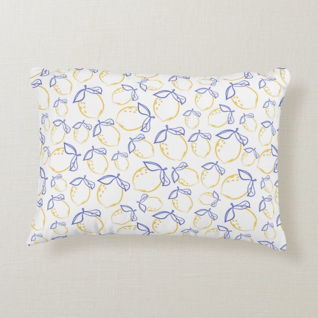 Hand plockade Lemon Mönster accent Pillow Prydnadskudde (Baksidan)