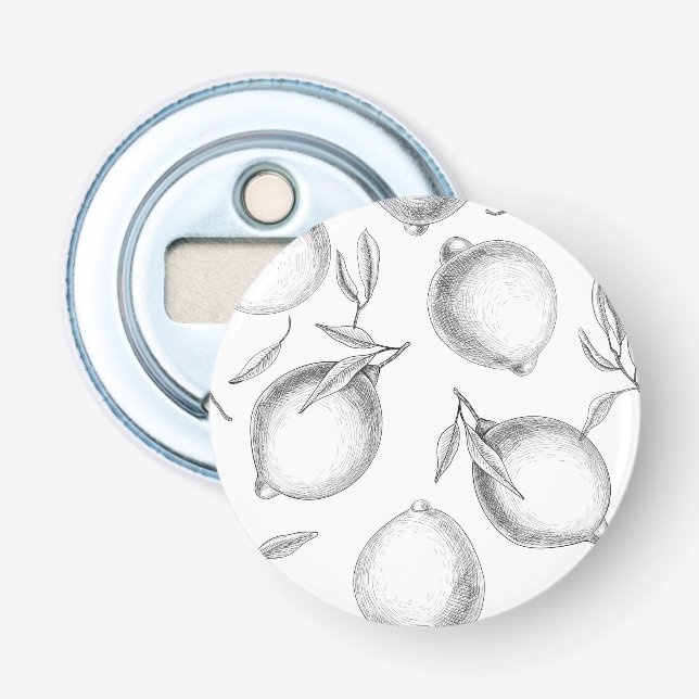 Hand plockade Lemon mönster Flasköppnare (Framsidan)