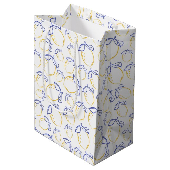 Hand plockade Lemon Mönster Gift Bag (Baksidan Vinklad)