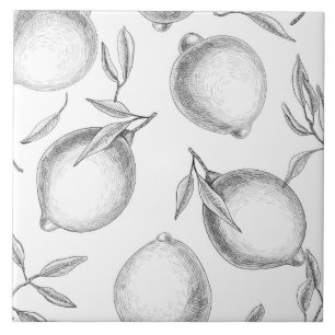 Hand plockade Lemon mönster Kakelplatta