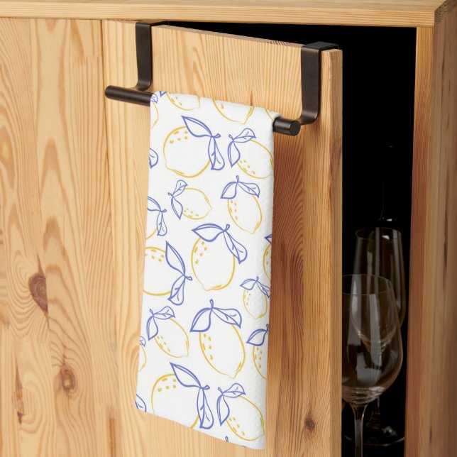 Hand plockade Lemon Mönster Kitchen Towel Kökshandduk (Thirds Fold)