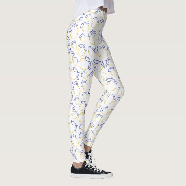Hand plockade Lemon Mönster Leggings (Höger)