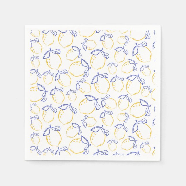 Hand plockade Lemon Mönster Napkins Pappersservett (Framsidan)