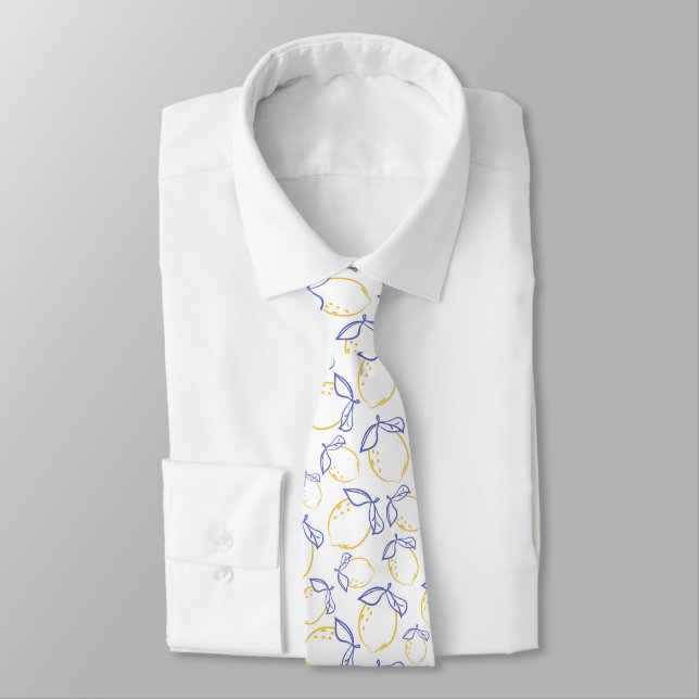 Hand plockade Lemon Mönster Neck Tie Slips (Bunden)