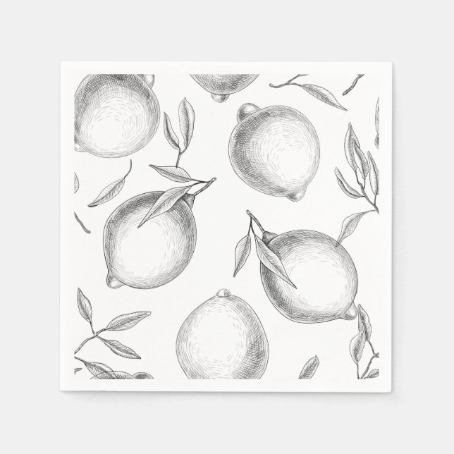 Hand plockade Lemon mönster Pappersservett (Framsidan)