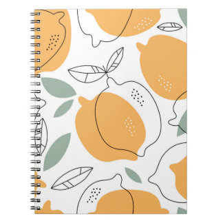 Hand plockade Lemons bakgrund. Sömlös mönster med Anteckningsbok