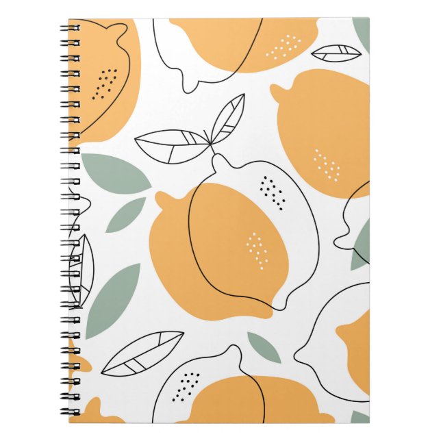 Hand plockade Lemons bakgrund. Sömlös mönster med Anteckningsbok (Framsidan)