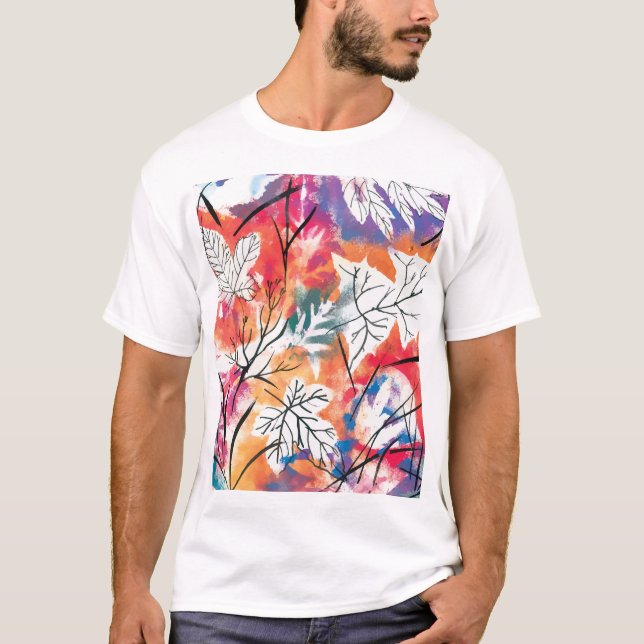 Hand plockade Lemons, Blue Löv Mönster. T Shirt (Framsida)