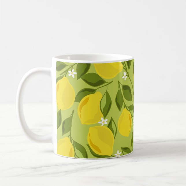 Hand plockade Lemons Colorful Tapet Kaffemugg (Vänster)