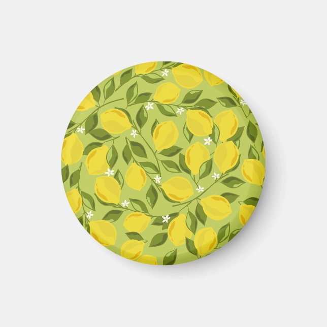 Hand plockade Lemons Colorful Tapet Magnet (Framsidan)