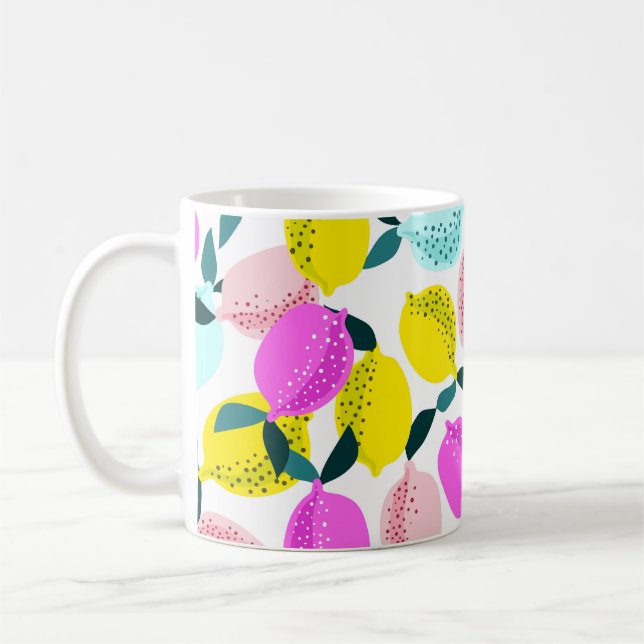 Hand plockade Lemons Vintage Mönster Kaffemugg (Vänster)