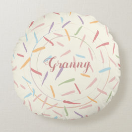 Hand plockade Light Struktur Strokes Circles Grann Rund Kudde