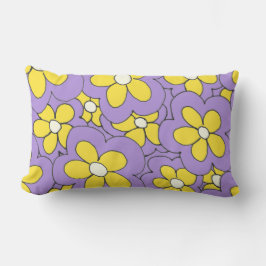 Hand plockade Lila och Gult Blomdesign Lumbarkudde