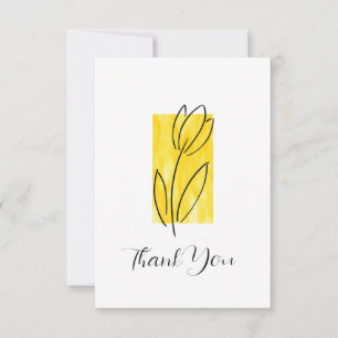Hand plockade Linear Tulip Gult Watercolor Abstrak Tack Kort