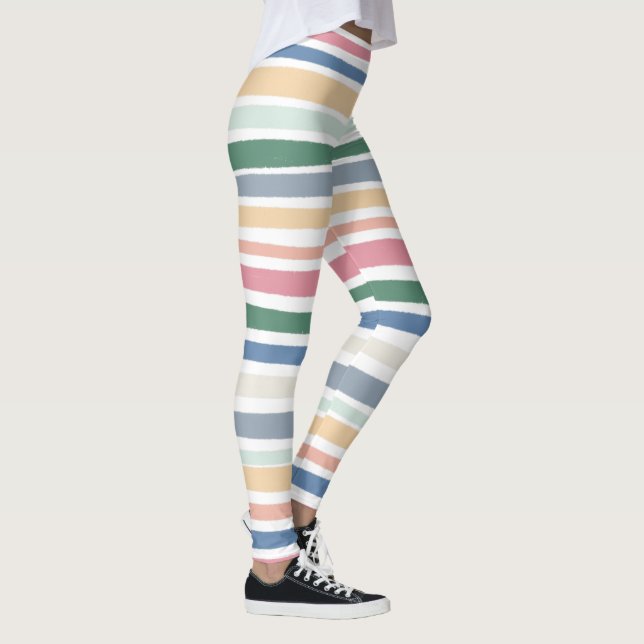 Hand plockade Linjer färglös stripe Leggings (Höger)