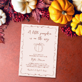 Hand plockade Little Pumpkin Fall Autumn Shower Inbjudningar