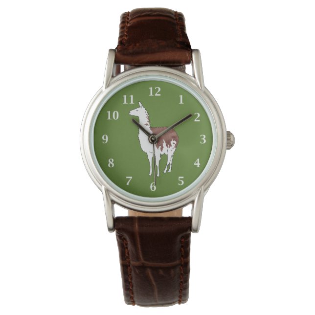 Hand plockade Llama U-Plockan Bakgrund Färg Armbandsur (Framsida)