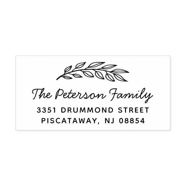 Hand plockade Löv Family Namn Returadress Stämpel (Tryck)