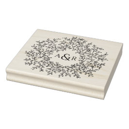 Hand plockade löv monogram par initialer bröllop stämpel