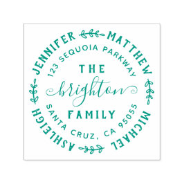 Hand plockade Löv | Namn och Returadress inom fami Självfärgande Stämpel