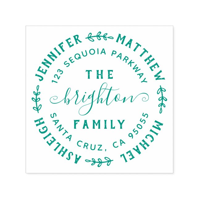 Hand plockade Löv | Namn och Returadress inom fami Självfärgande Stämpel (Design)