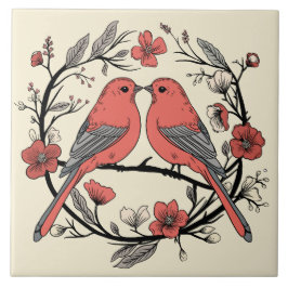 Hand plockade Lovebird Decorative Ceramic Tile Kakelplatta