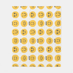 Hand plockade Lycklig Emoji Mönster Fleecefilt