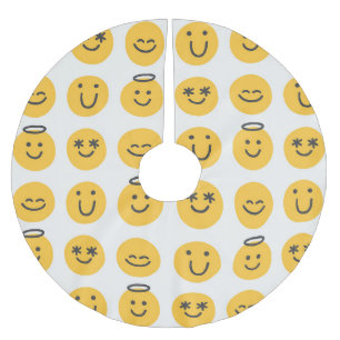 Hand plockade Lycklig Emoji Mönster Julgransmatta Borstad Polyester