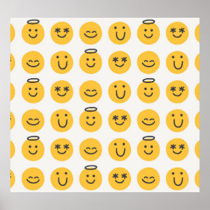 Hand plockade Lycklig Emoji Mönster Poster