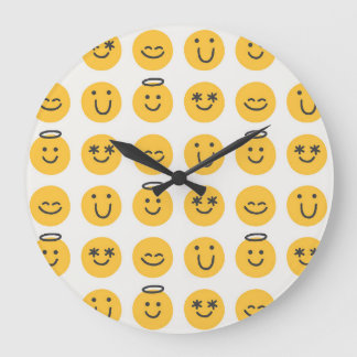 Hand plockade Lycklig Emoji Mönster Stor Klocka