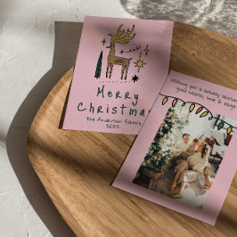 Hand plockade målade Funky Reindeer God jul Julkort