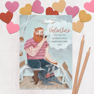 Hand plockade Man Bloke Valentine Helgkort