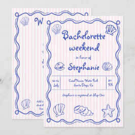 Hand plockade-manlig snäckor rosa bachelorette inbjudningar