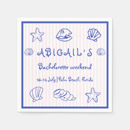 Hand plockade-manlig snäckor rosa bachelorette pappersservett