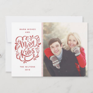 hand plockade Merry Kisses Red Glitter Helgdag Pho Julkort