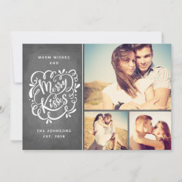 Hand plockade Merry Kisses Typography-julfoto Julkort