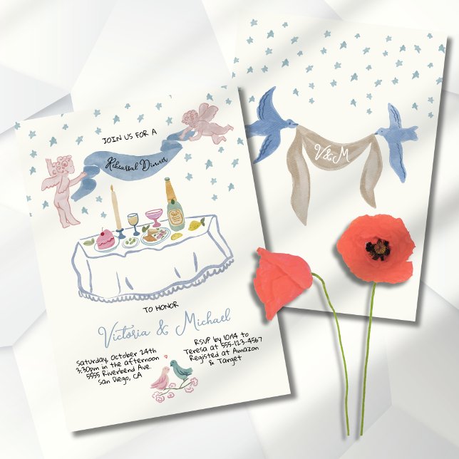 Hand plockade-middagscupider för vismisk repetitio inbjudningar (Skapare uppladdad)