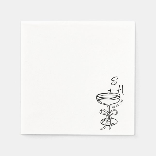 Hand plockade-minimalistisk enkel Cocktail Bröllop Pappersservett (Framsidan)